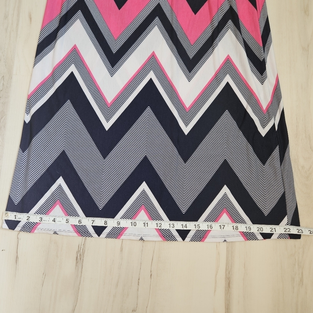 Three Pink Hearts Chevron Maxi Dress Navy Pink Boho Strappy Tank Empire Waist XS - Picture 8 of 12